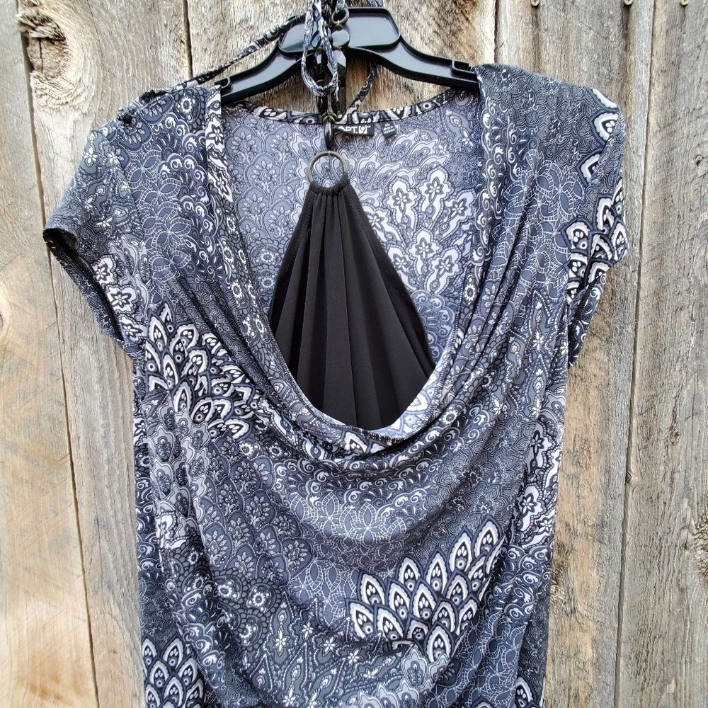 Apt. 9 Cowl Beaded Tie Neck Top XL